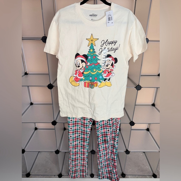 Disney Mickey & Minnie Christmas Adult Unisex Pajama Set Size M NWT - Picture 2 of 6